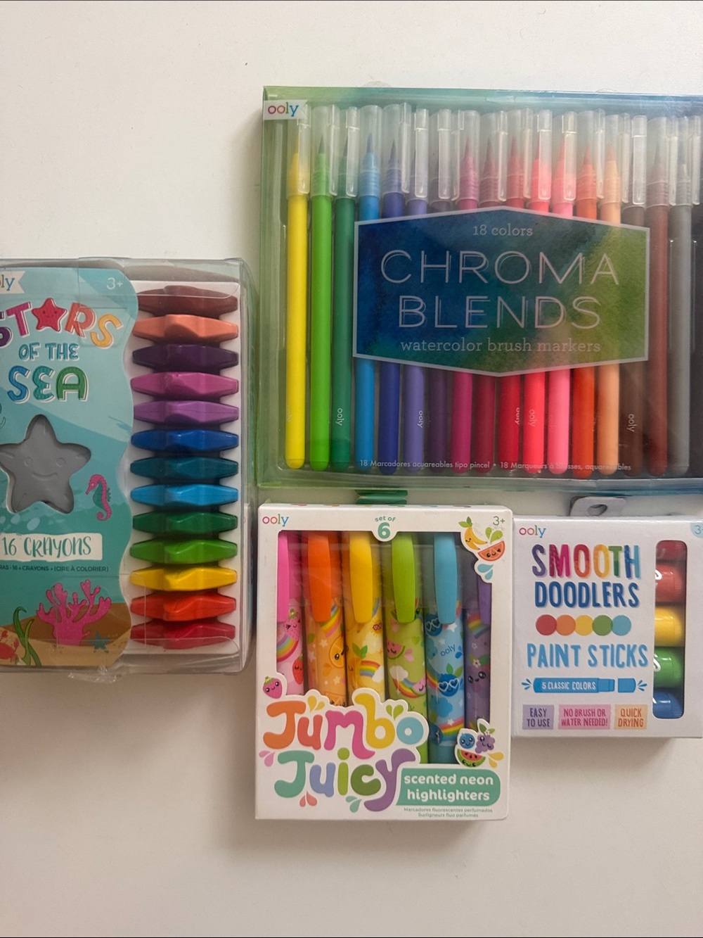 Ooly Stars Crayons, Jumbo Highlighters, Smooth Paint Sticks, Chroma Blends